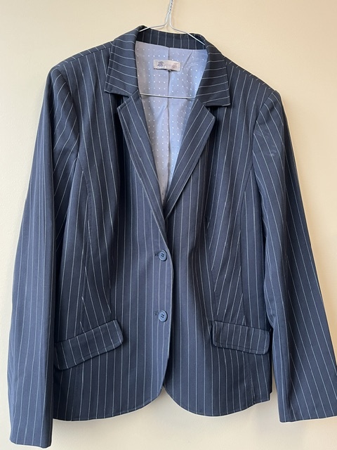 veste bleue rayée blanc