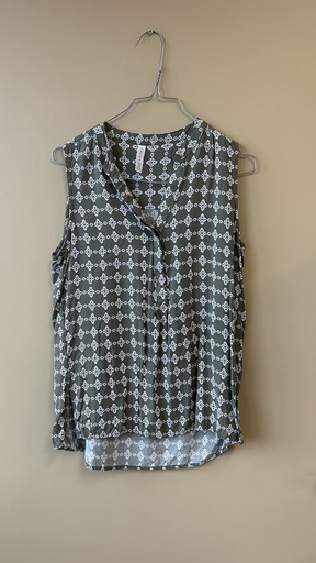 Blouse Verte sans manches à carreaux