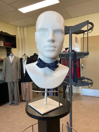 nœud papillon noir motif bleu et doré