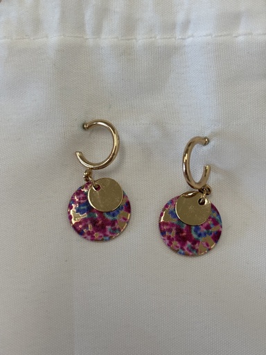 boucles d'oreilles bleue-verte-fuchsia