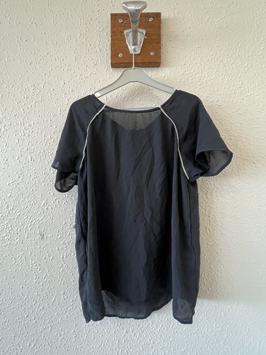 haut noir/gris transparent avec bandes argenté