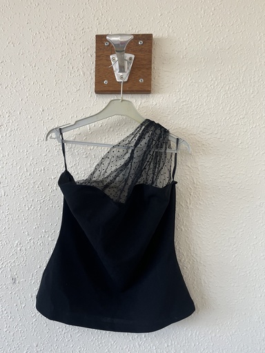 haut asymétrique noir avec de la tule