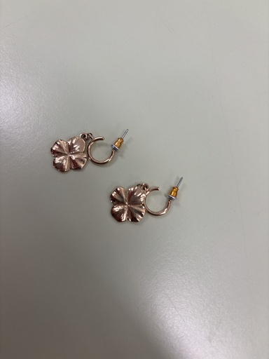 boucles d'oreilles rondes avec fleur pendante